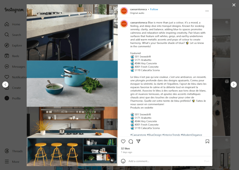 Engaging Instagram Countertop Post Example