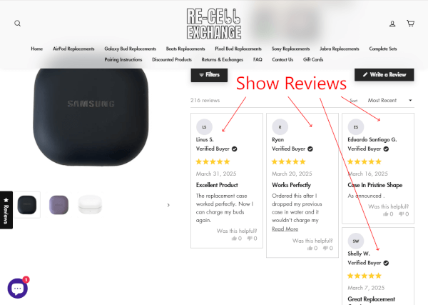 Show Reviews Text