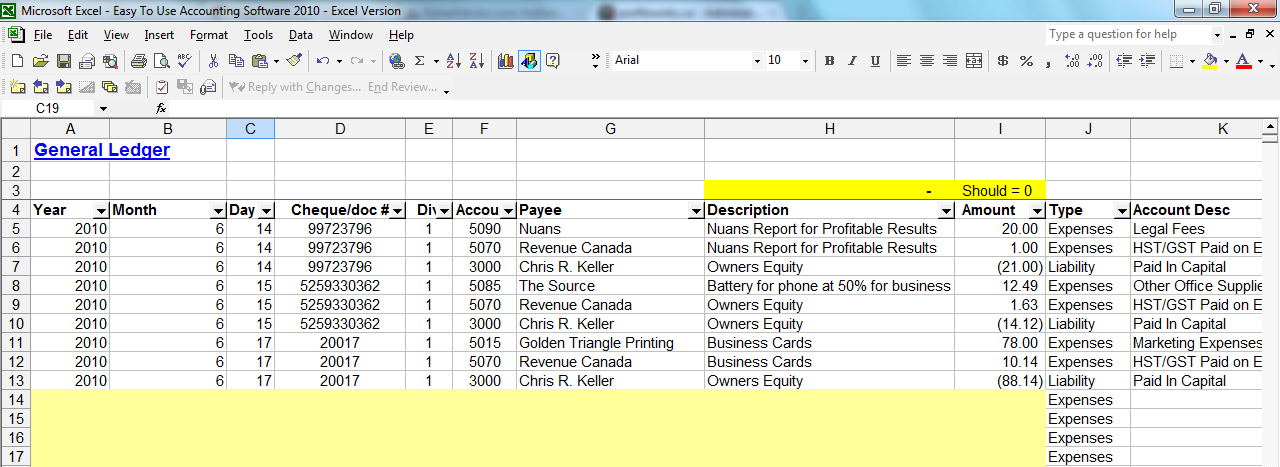 accounting software excel
