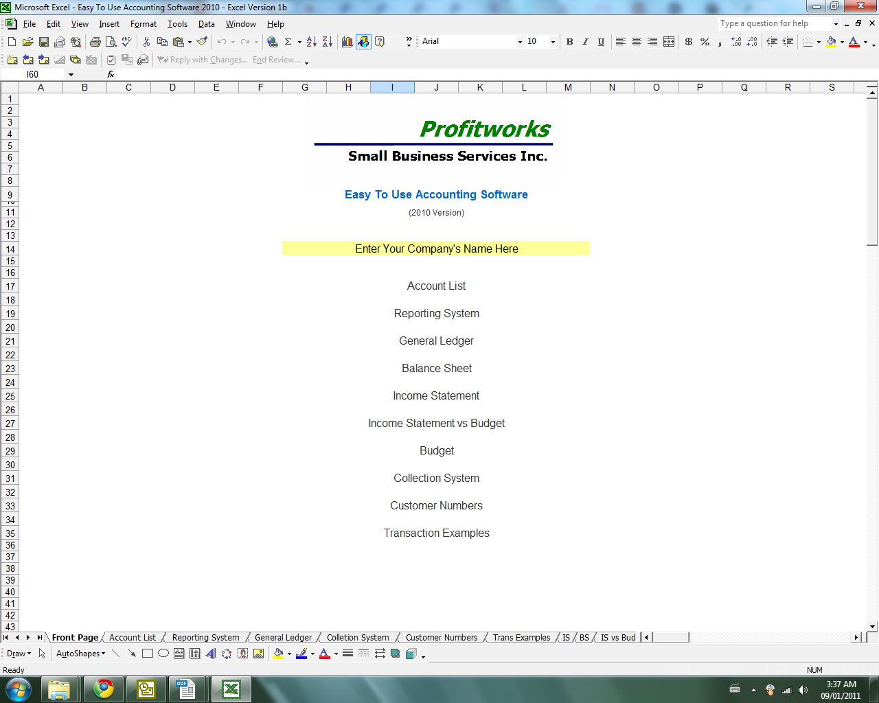 Balance Sheet Screen Shot